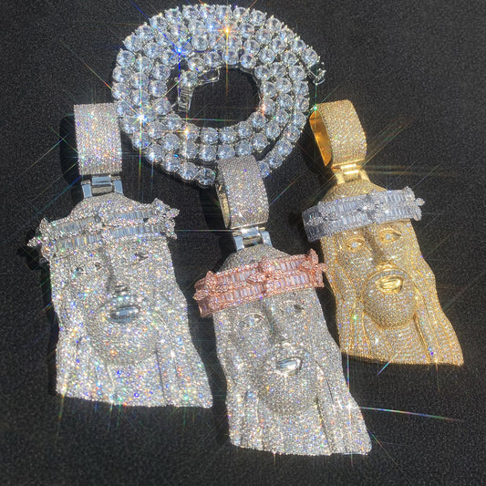 Iced Out Pharaoh Pendant Necklace for Men