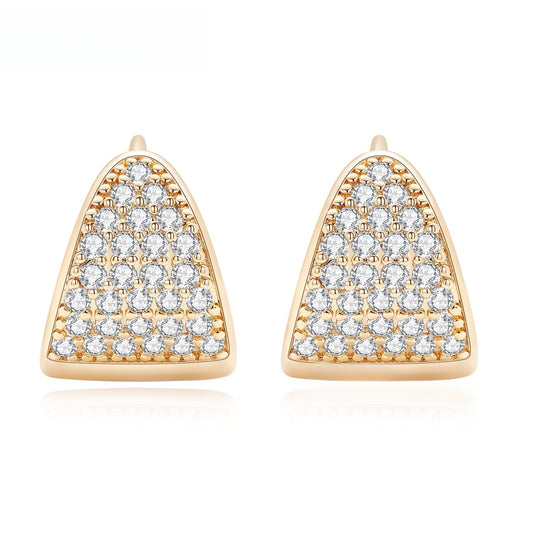 Gold Plated Triangle Crystal Stud Earrings for Women - Elegant Minimalist Statement Jewelry