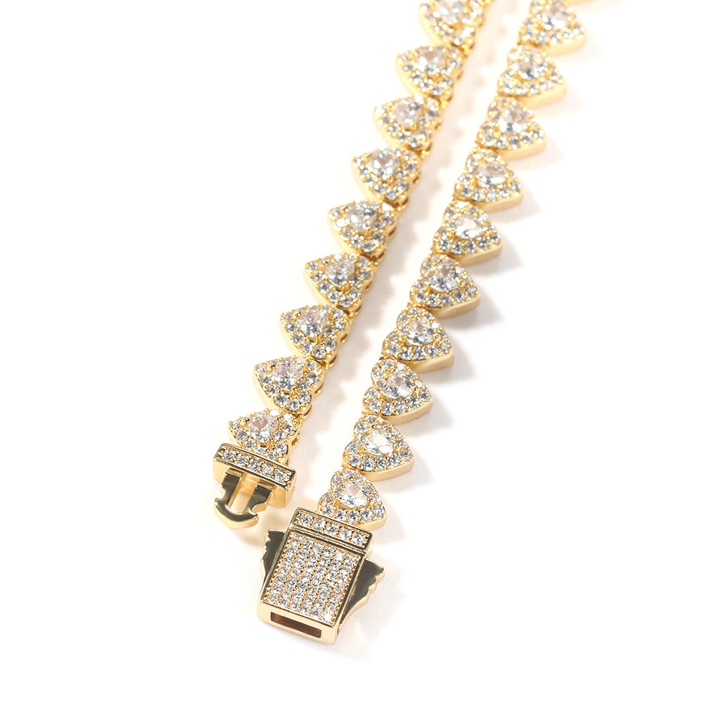 Iced Heart Chain Necklace for Women & Men – Gold Plated or Silver Plated Cubic Zirconia Pendant Chain, Hip Hop Statement Jewelry