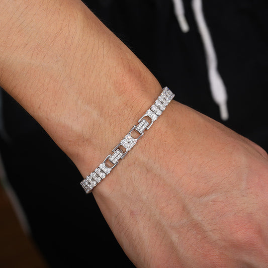 925 Silver Double Row Iced Out Tennis Bracelet for Women & Men alternate product image