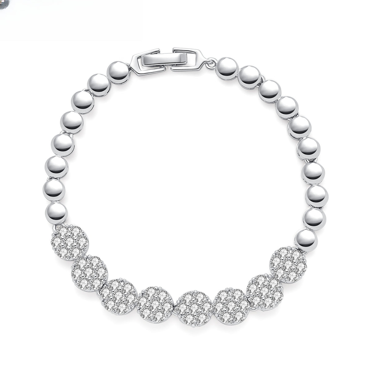Round Pave Disc Tennis Bracelet for Women Elegant Minimalist Party Jewelry product image