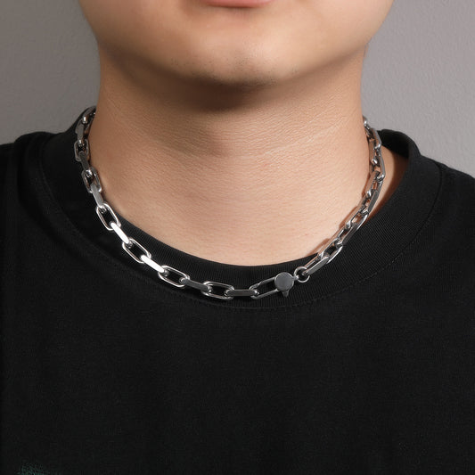 Minimalist Stainless Steel Geometric Chain Necklace for Women and Teen Girls