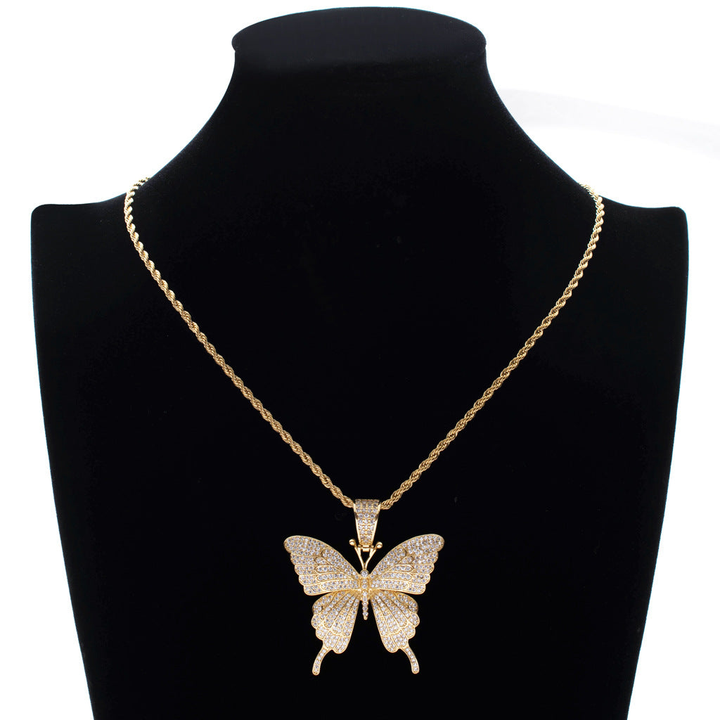 Hip Hop Cross Cubic Zirconia Pendant Necklace for Men and Women