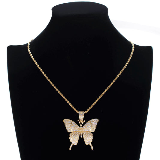 Hip Hop Cross Cubic Zirconia Pendant Necklace for Men and Women
