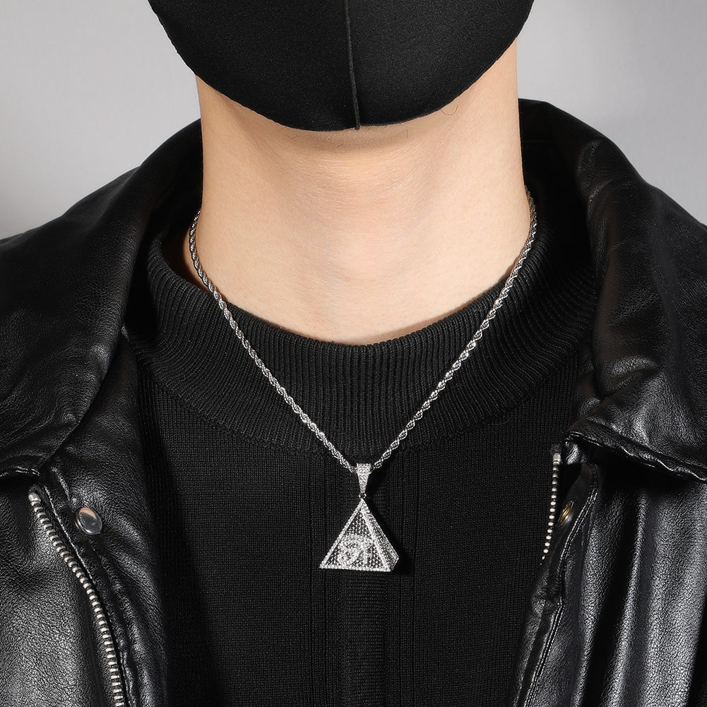 Triangle Pendant Necklace for Women with crystal detail Detail, Twisted Chain Statement Jewelry in Gold or Silver product image