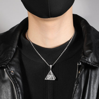 Triangle Pendant Necklace for Women with crystal detail Detail, Twisted Chain Statement Jewelry in Gold or Silver