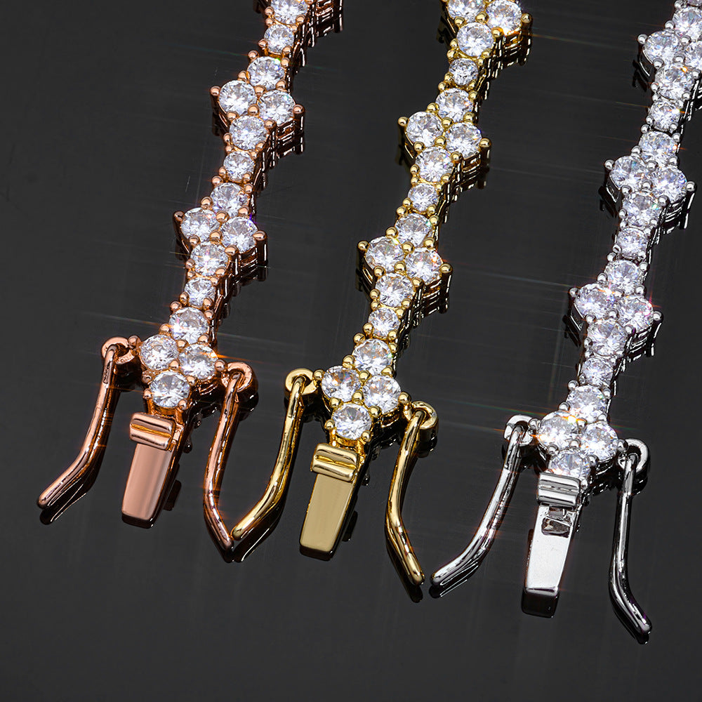 6.5 mm Cluster CZ Tennis Hip Hop Bracelet with Copper Base - CHA203 product image