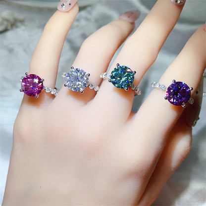 Moissanite Ring for Women, 3 Carat & 5 Carat Round Solitaire Halo Style Engagement Ring