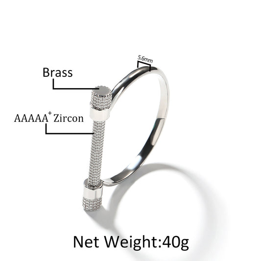 Cubic Zirconia Circle Cuff Bracelet for Women - Trendy Statement Bangle in Gold or Silver Tone