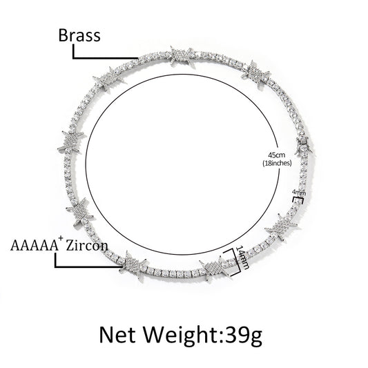 Iced Out Cubic Zirconia Tennis Chain Necklace for Women & Men, Gold Plated or Silver Plated Statement Pendant Chain, 16 Inch / 18 Inch