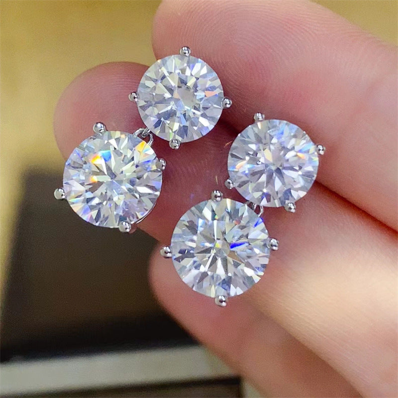 10 Carat White Moissanite Drop Stud Earrings for Women in Silver Tone product image