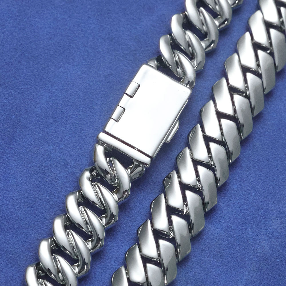 12 mm Polished Rounded Cuban Hip Hop Bracelet with Copper Base - CHA360 product image