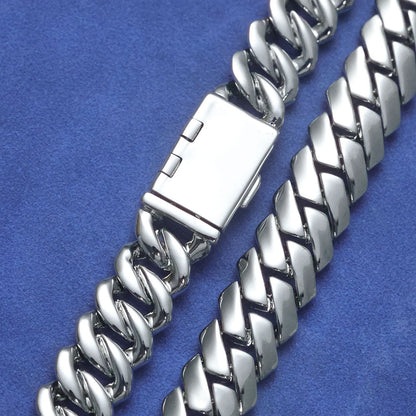 12 mm Polished Rounded Cuban Hip Hop Bracelet with Copper Base - CHA360
