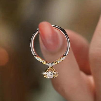 Moissanite Ring for Women, Two-Tone Floral Engagement Ring, 1 Carat Promise Ring