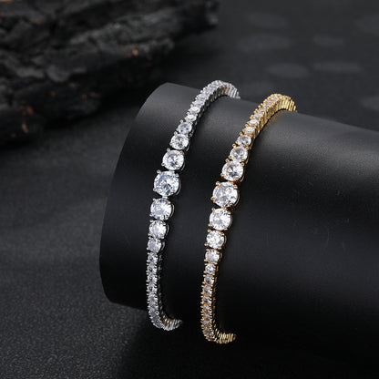 Iced Out Tennis Chain Necklace & Bracelet, Sparkling Stone Statement Chain, Unisex