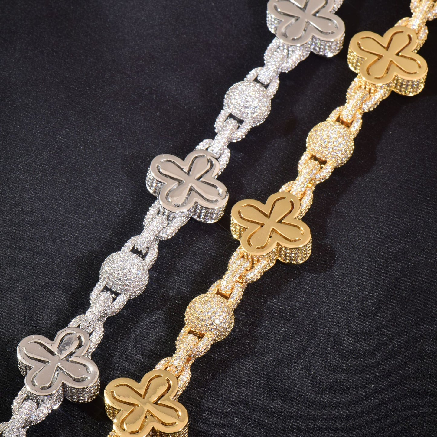 Unisex Iced Out Flower Statement Necklace