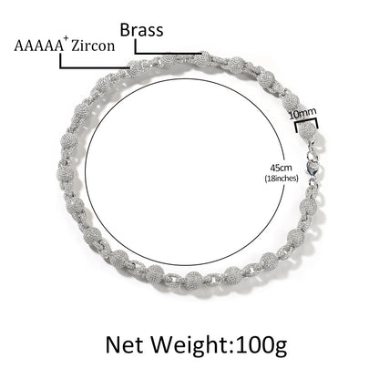 10mm CZ Cuban chain size image with 45cm length and weight detail