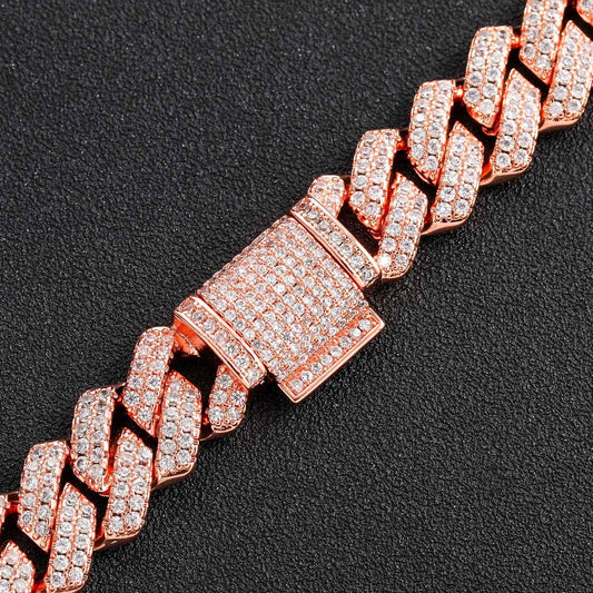 Hip Hop Diamond Shape Cuban Link Cubic Zirconia Necklace for Men
