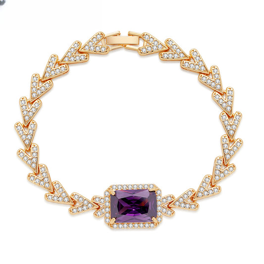 Arrow Link Rectangle Gem Statement Bracelet for Women Party Jewelry