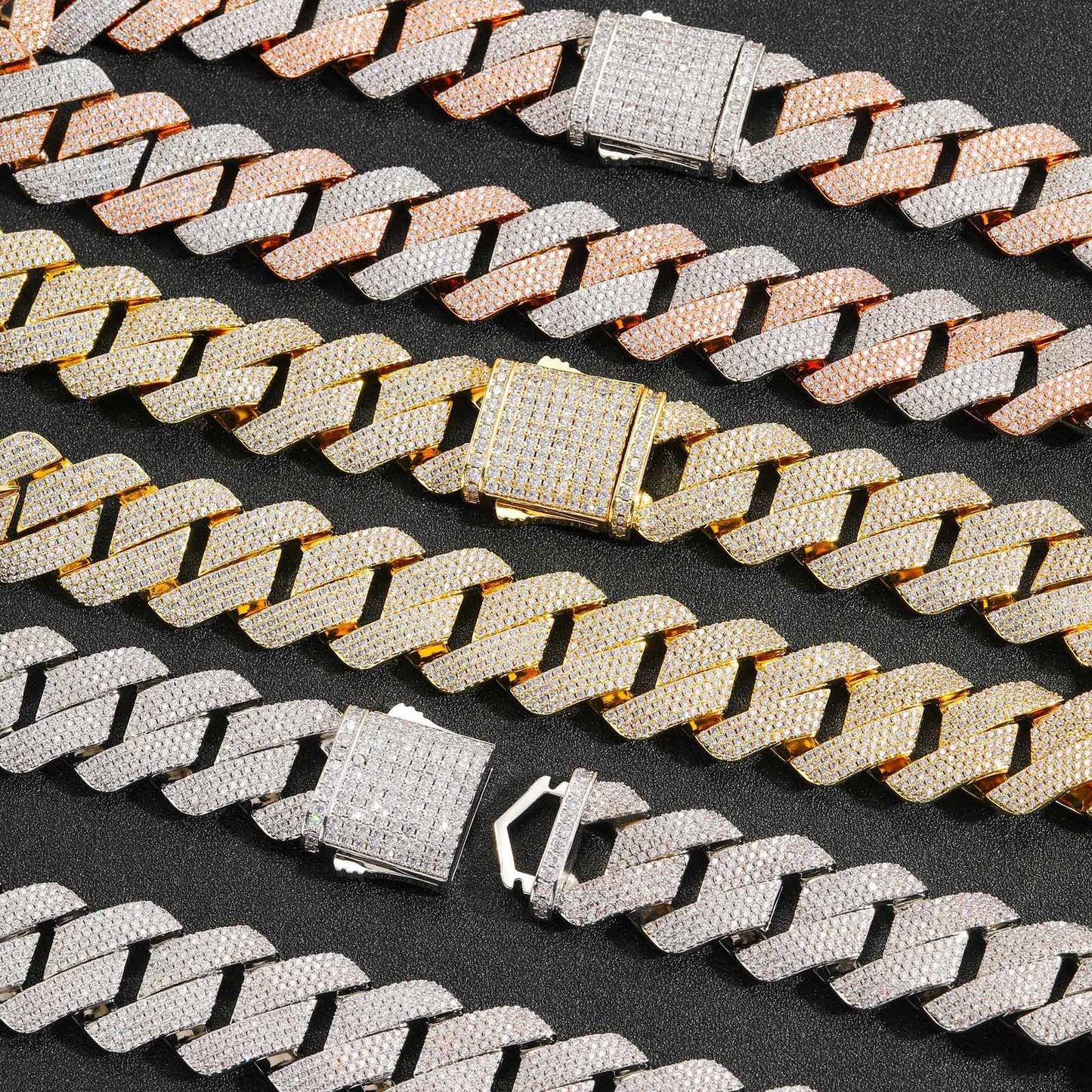 Hip Hop Minimalist Diamond Shape Cuban Link Cubic Zirconia Bracelet for Men