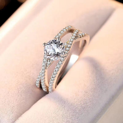 Moissanite Ring for Women, 18K Gold Plated 925 Sterling Silver Halo-Inspired Promise Engagement Ring