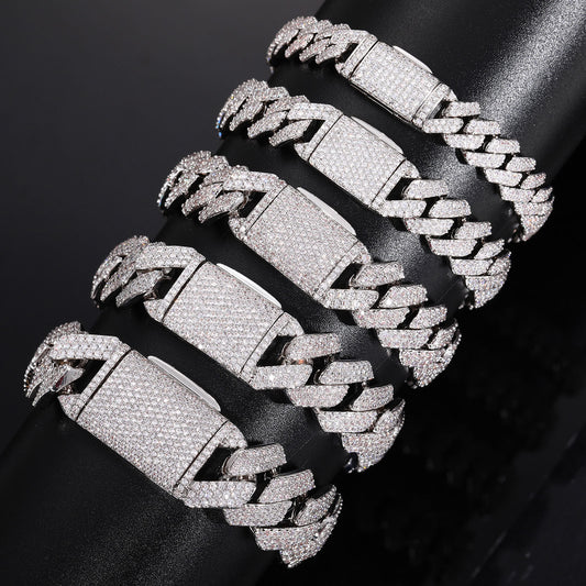 Iced Out Cuban Link Bracelet 10MM Unisex Copper Cubic Zirconia Hip Hop Chain Bracelet alternate product image
