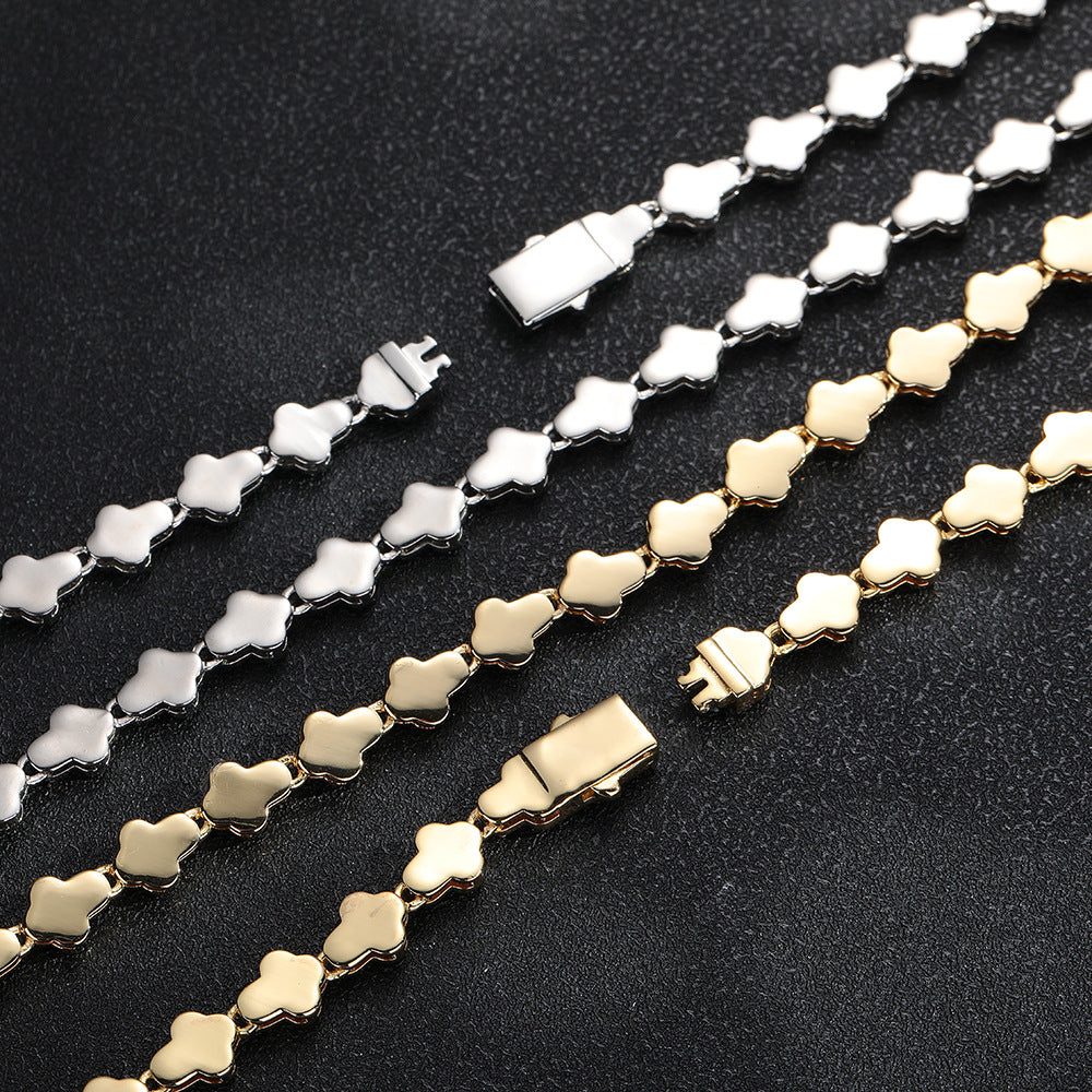 Cross Pendant Chain Necklace, Iced Out Irregular Link, 8MM, Unisex Hip Hop Style product image