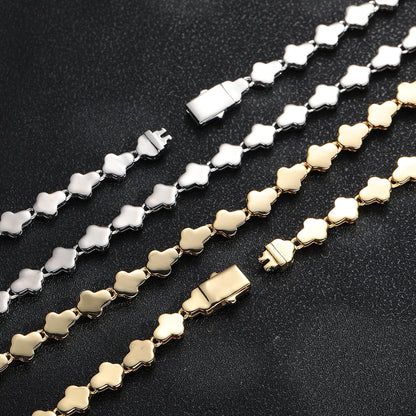 Cross Pendant Chain Necklace, Iced Out Irregular Link, 8MM, Unisex Hip Hop Style