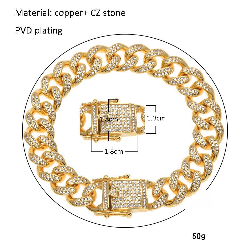 Men’s Iced Cuban Link Chain Bracelet – Gold Plated & Silver Plated Hip Hop Statement Jewelry product image