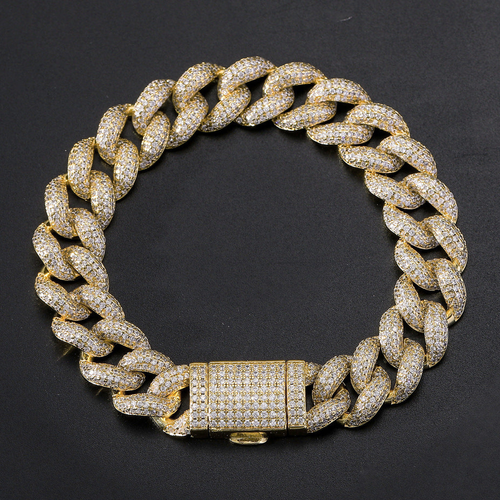Hip Hop Cuban Link Bubble Copper Bracelet for Men