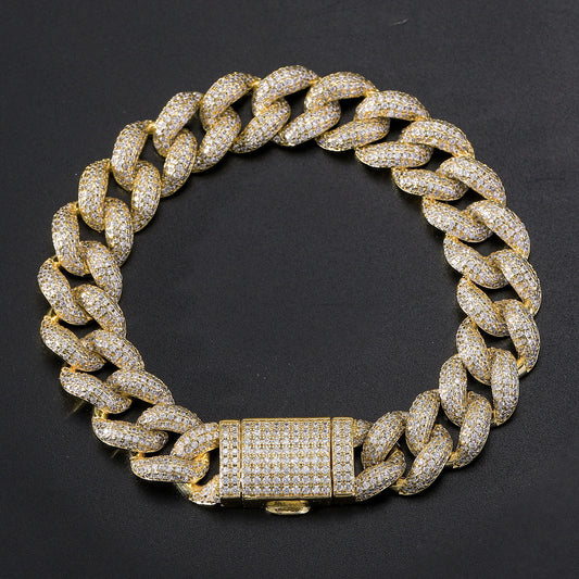 Hip Hop Cuban Link Bubble Copper Bracelet for Men
