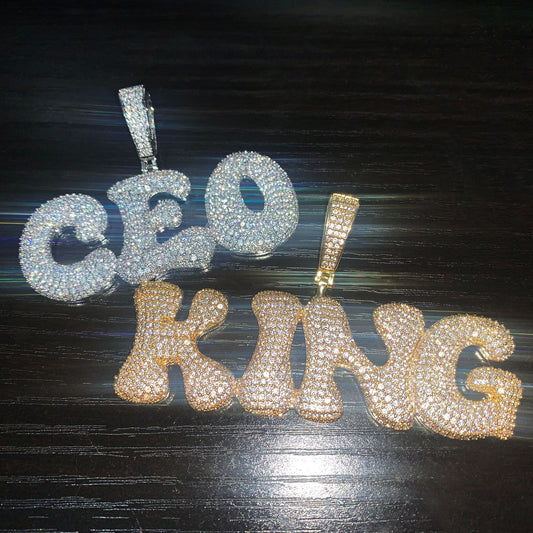 Iced Out Letter Pendant Necklace