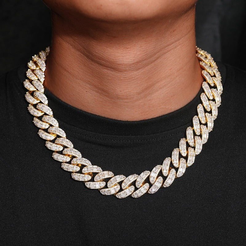Iced Out Cuban Link Chain Necklace Bracelet - Round Cut Cubic Zirconia Hip Hop Unisex Statement Jewelry product image