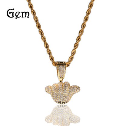 Unisex Iced Bear Pendant Necklace with Twisted Chain, Gold Plated & Silver Plated Statement Jewelry