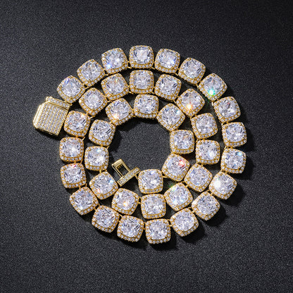 Iced Out Princess Cut Cubic Zirconia Tennis Chain Necklace for Men & Women
