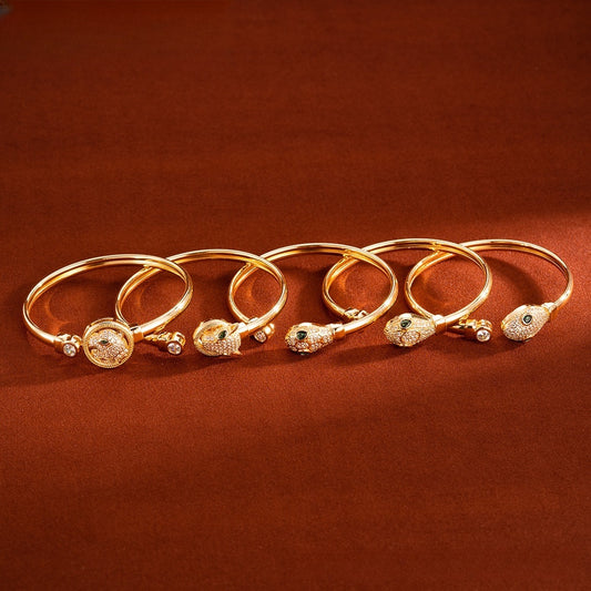 Elegant Leopard Head Cuff Bracelet for Women Luxe Statement Jewelry