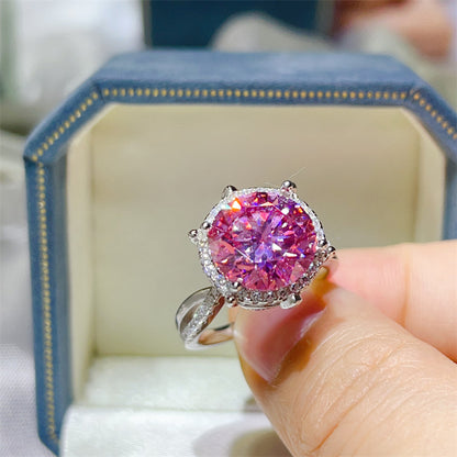 Oval Halo Moissanite Ring for Women, 3 Carat & 5 Carat Color Stone Engagement Ring