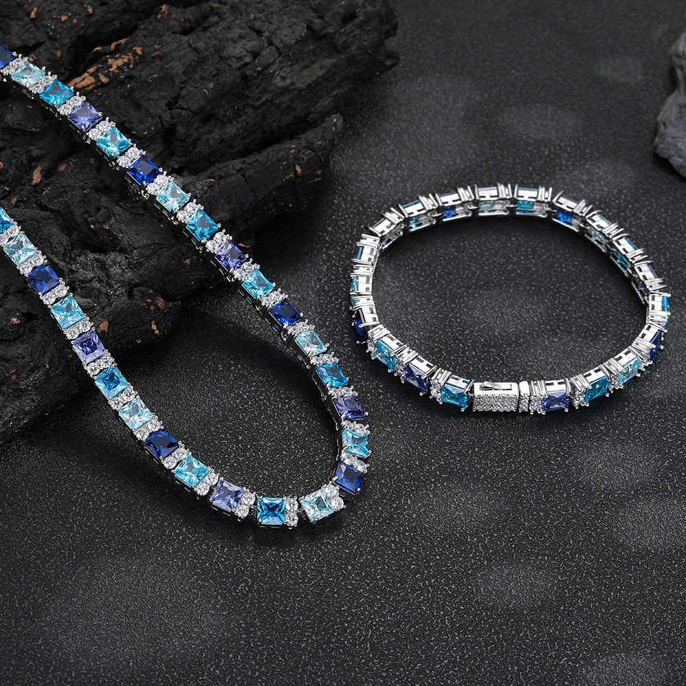 Colorful Square Stone Tennis Bracelet, Hip Hop Statement Bracelet, Unisex product image