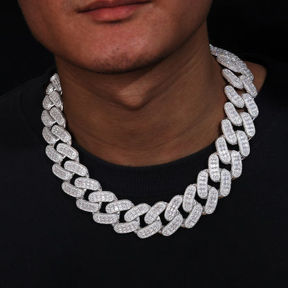 Iced Out Cuban Link Chain Necklace Bracelet - Geometric Round Cut Cubic Zirconia Hip Hop Jewelry for Men and Women