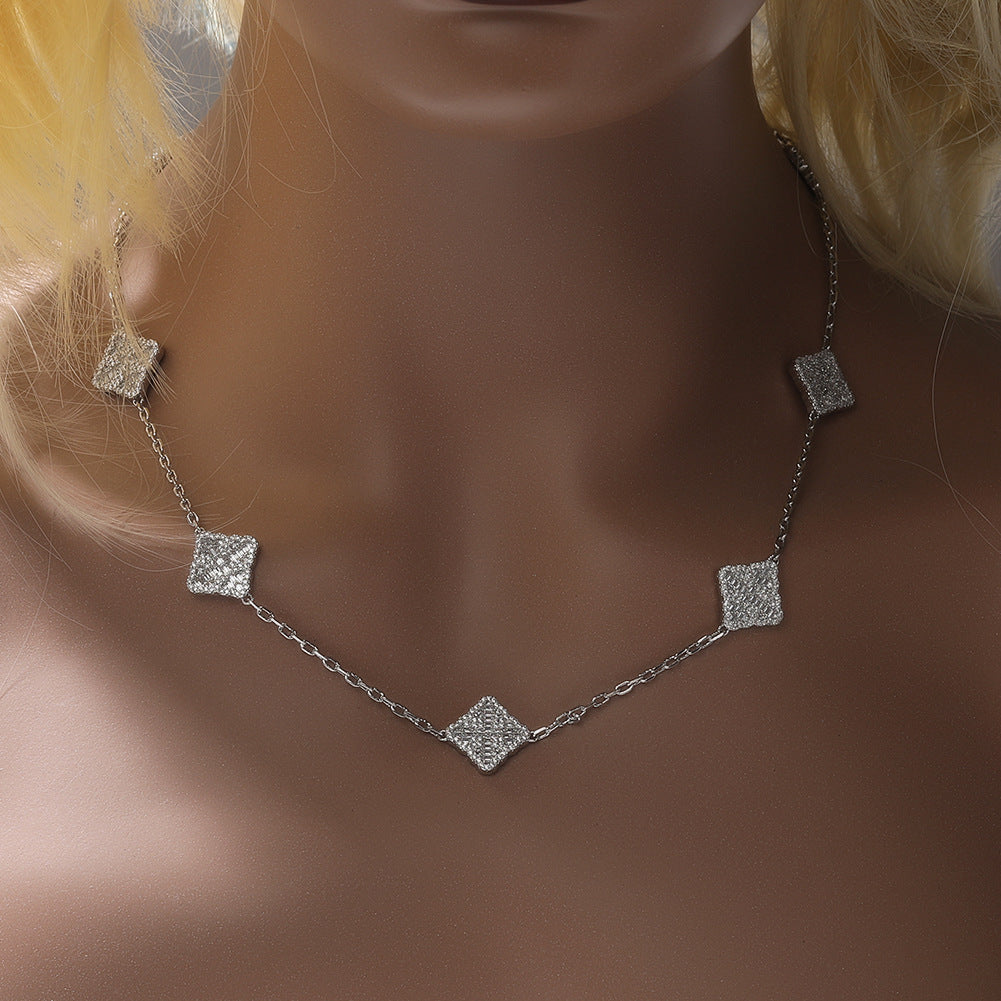2026 Women’s Cubic Zirconia Clover Adjustable Necklace in Gold, Silver & Rose Gold product image