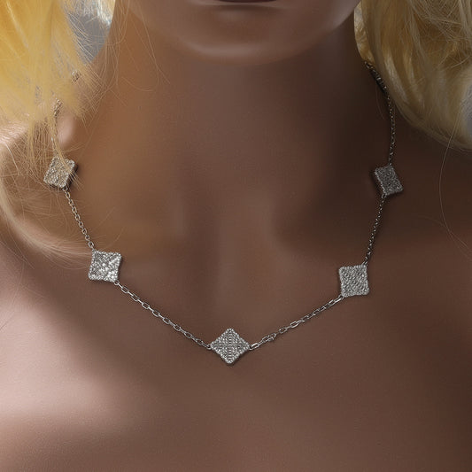 2026 Women’s Zircon Clover Adjustable Necklace in Gold, Silver & Rose Gold