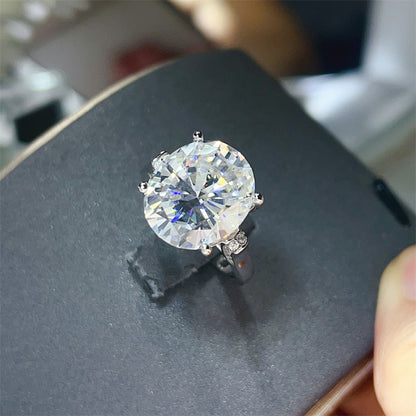 Oval Moissanite Ring for Women, 3 Carat Lace-Style Engagement Ring with Side Accent Stones