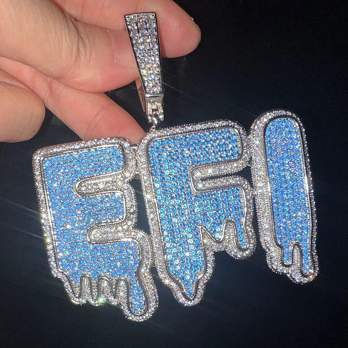 Iced Out Letter Pendant Necklace