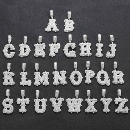 Hip Hop Letter Iced Link Spike Cubic Zirconia Pendant Necklace for Men and Women