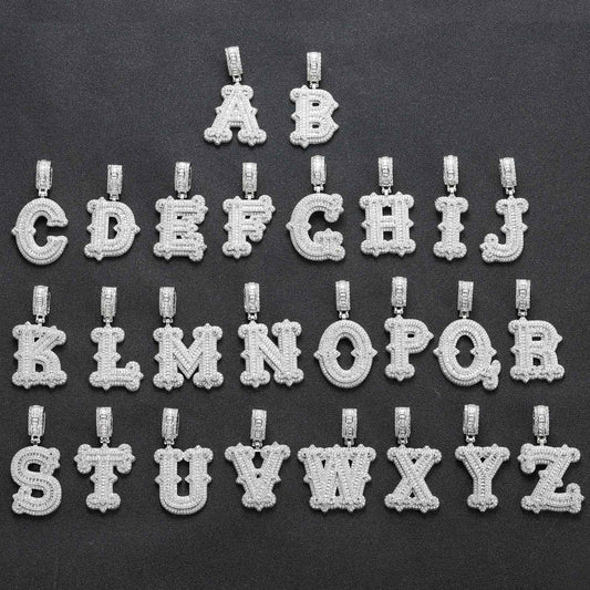 Hip Hop Letter Iced Link Spike Cubic Zirconia Pendant Necklace for Men and Women