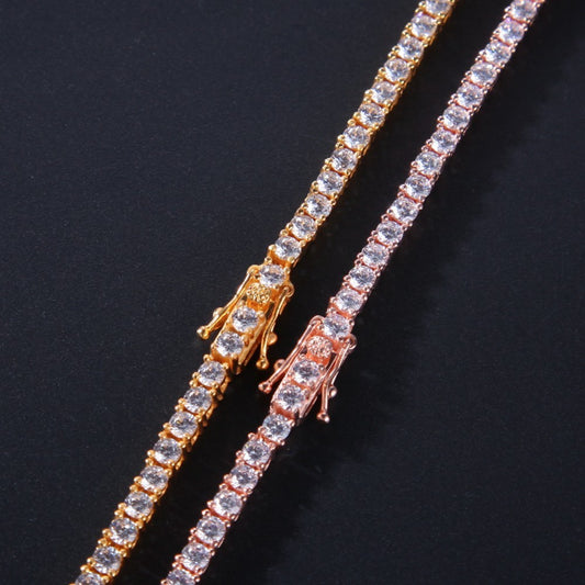 925 Sterling Silver Iced Out Tennis Chain Necklace for Women & Men, Gold Plated/Silver Plated Cubic Zirconia Statement Pendant Chain