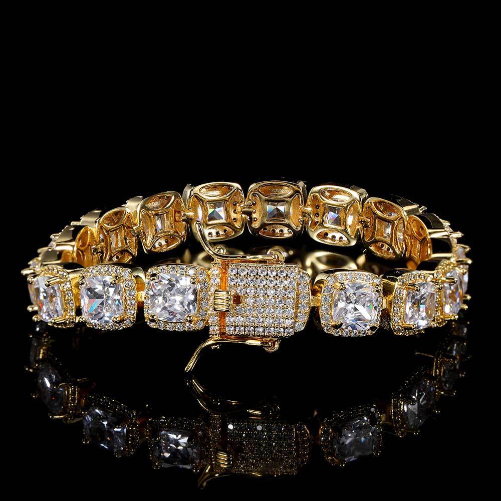 10 mm Square CZ Tennis Hip Hop Bracelet with Copper Base - CHA011 product image