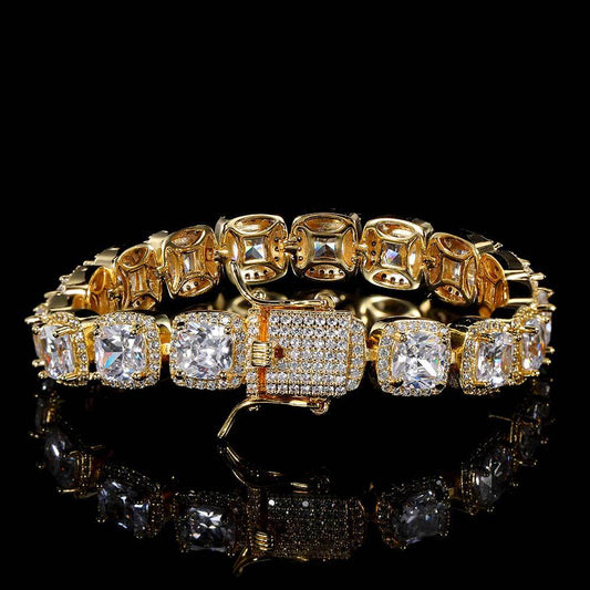 10 mm Square CZ Tennis Hip Hop Bracelet with Copper Base - CHA011 alternate product image