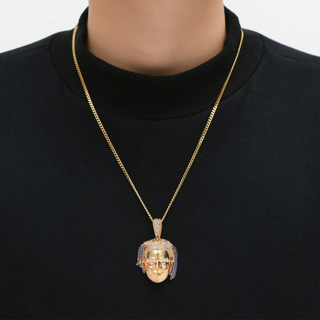 Hip Hop Vintage Skull Copper Pendant Necklace for Men and Women
