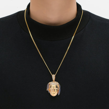 Hip Hop Vintage Skull Copper Pendant Necklace for Men and Women